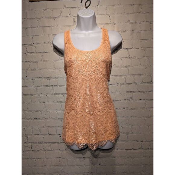 Maurices, peach, lined lace, tank top. medium. - Picture 1 of 2